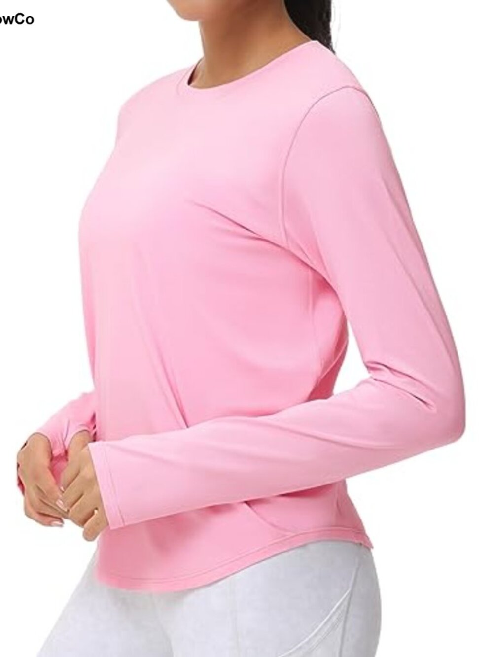 Women's Long Sleeve Workout Top Soft Athletic Running Shirt Thumb Hole Curved